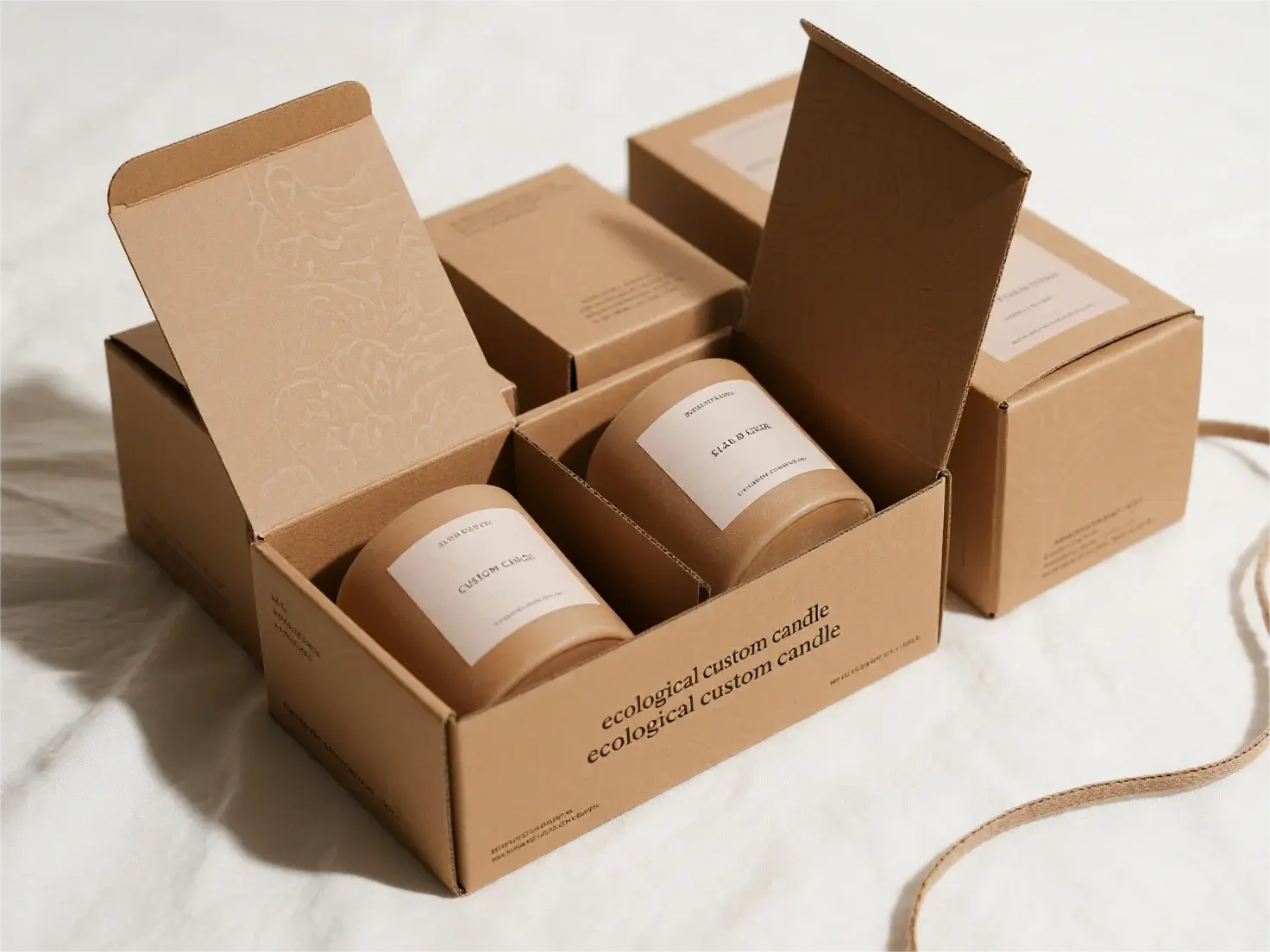 Eco-friendly custom candle boxes made from kraft paper with minimalist design Eco-friendly custom candle boxes made from kraft paper with minimalist design